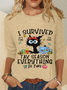 Black Cat I Survived Tax Season Everything Is Fine Casual Long Sleeve Shirt