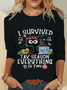 Black Cat I Survived Tax Season Everything Is Fine Casual Long Sleeve Shirt