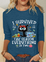 Black Cat I Survived Tax Season Everything Is Fine Casual Long Sleeve Shirt