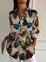Women's Long Sleeve Shirt Spring/Fall As Picture Butterfly Buckle Shirt Collar Daily Going Out Casual Top
