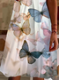 Women's Floral Spring Print Casual Short Sleeve V-Neck Dress