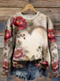 Women's Floral Spring Valentine's Day Print Casual Crew Neck Long Sleeve Sweatshirt