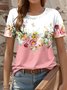 Women's Floral Print Casual Short Sleeve T-Shirt