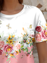 Women's Floral Print Casual Short Sleeve T-Shirt