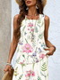 Women's Floral Spring Print Casual Tank Top Pants Two Piece Suit