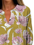 Women's Artistic Floral Print Elegant Casual V-Neck Shirt