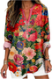 Women's Artistic Floral Print Elegant Resort V-Neck Shirt