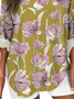 Women's Artistic Floral Print Elegant Casual V-Neck Shirt