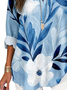 Women's Artistic Floral Print Elegant Casual V-Neck Shirt
