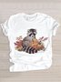 Casual Animal Cotton Crew Neck T-Shirt