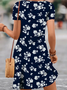 Women's Floral Spring Print Casual V-Neck Short Sleeve Dress