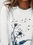 Women's Floral Spring Print Casual Round Neck Long Sleeve T-Shirt