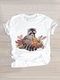 Casual Animal Cotton Crew Neck T-Shirt