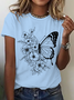 Floral Butterfly Cotton T-Shirt