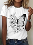 Floral Butterfly Cotton T-Shirt