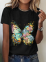 Floral Butterfly Cotton T-Shirt