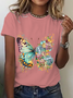 Floral Butterfly Cotton T-Shirt