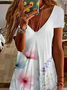 Women's Floral Spring Print Casual V-Neck Short Sleeve Dress