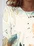 Casual Floral Print Crew Neck Cotton T-Shirt