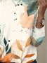 Casual Floral Print Crew Neck Cotton T-Shirt