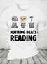 Nothing Beats Reading Librarian Book Bookworm Short Sleeve T-Shirt