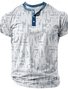 Men's Retro Casual Loose Cotton Blended Short Sleeve Henley Shirt