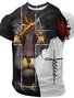 Men's Jesus Faith Print  Casual Crew Neck Short Sleeve T-Shirt