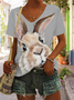 Women's Cute Rabbit Print Casual Easter Loose T-Shirt