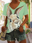 Women's Cute Rabbit Print Casual Easter Loose T-Shirt