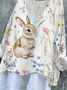 Linen Easter Cotton V Neck T-Shirt