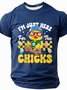 Men's Fun Short Sleeve T-Shirt for Easter - I'm Just Here For The Chicks
