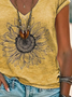 Women's Floral Spring Print Casual V-Neck Short Sleeve T-Shirt