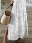 Women's Floral Spring Print Casual V-Neck Short Sleeve Slit Dress