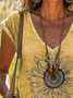 Women's Floral Spring Print Casual V-Neck Short Sleeve T-Shirt