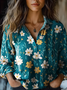 Women's Art Floral Print Casual Shirt
