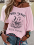 Western Style Round Neck Colored Cotton Short Sleeve T-Shirt