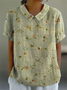 Women's Floral Print Spring Lapel Short Sleeve Shirt