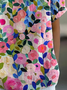 Women's Floral Spring Print Lapel Short Sleeve Shirt