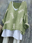 Vintage Dragonfly Cotton V Neck T-Shirt