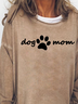 Dog&Mom Funny Print Round Neck Longsleeve Sweatshirt
