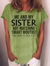 Womens Funny Sister Letter Casual  T-Shirt