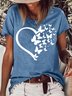 Womens Butterfly Heart print  Casual T-Shirt