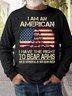Mens I Am An American Crew Neck Letters Sweatshirt