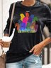 Womens Horse Lovers Watercolor Horses Casual Sweatshirt