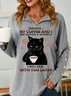 My Coffee And I Are Having A Moment I Will Deal Wilth You Later With Cat Having Coffee Women's Sweatshirt