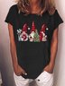 Women's Christmas Gnome Loose Casual Crew Neck T-shirt