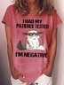 Women's I Had My Patience Tested I'm Negative Cat Funny Sarcasm Casual T-shirt