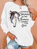 Women's The Therapy A Horse Can Give Crew Neck Loose Simple Sweatshirt
