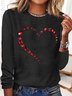 Women's Butterfly Heart Crew Neck Casual Top