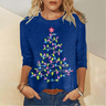 Women's Christmas Tree Light Crew Neck Casual Long Sleeve Top